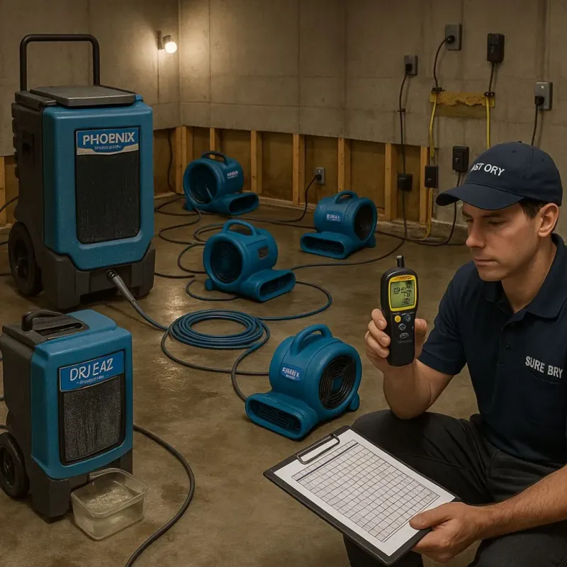 Structural Drying and Dehumidification process in Hickory Hills, MS